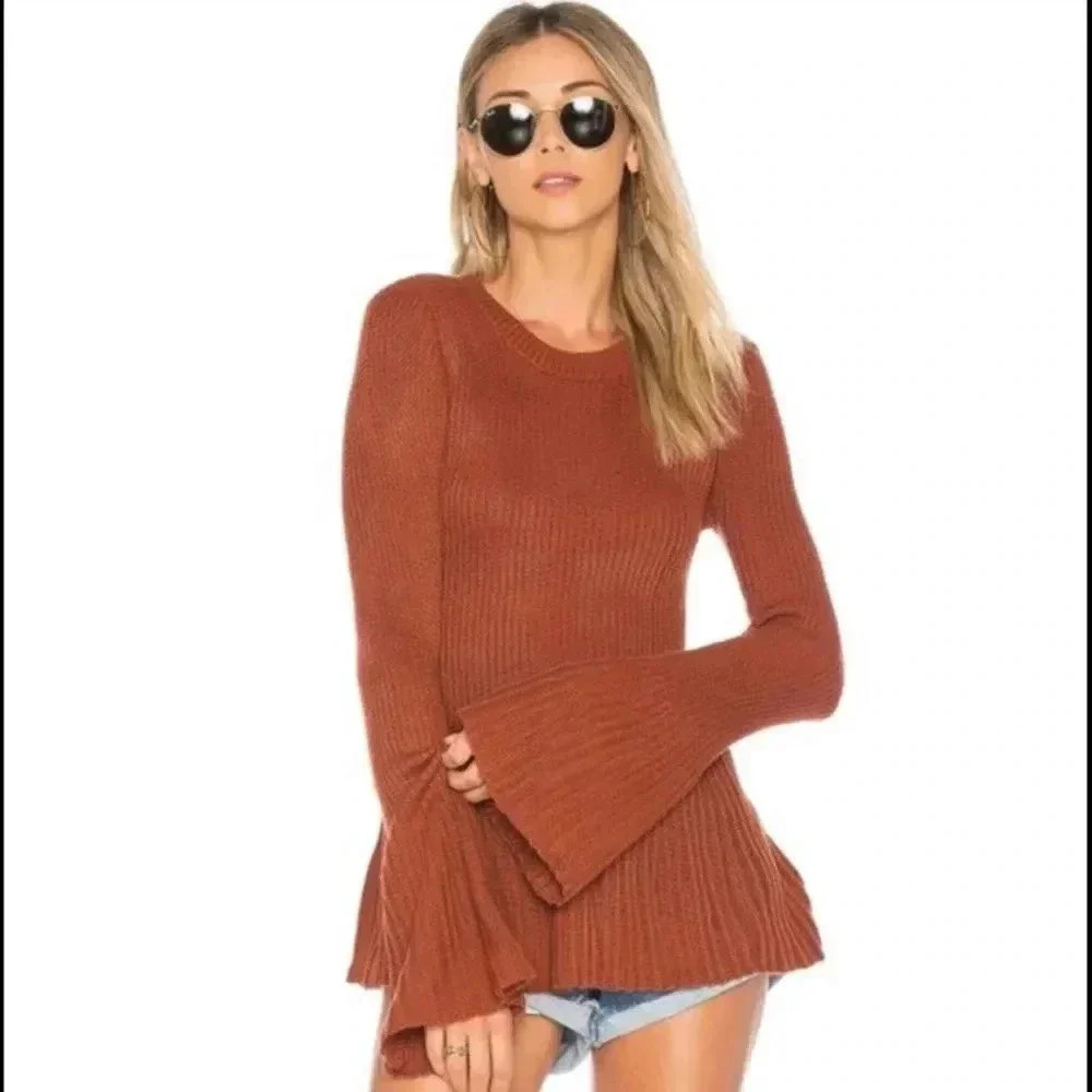 Tularosa Rust Peplum Sweater w/ Bellsleeves Sz S